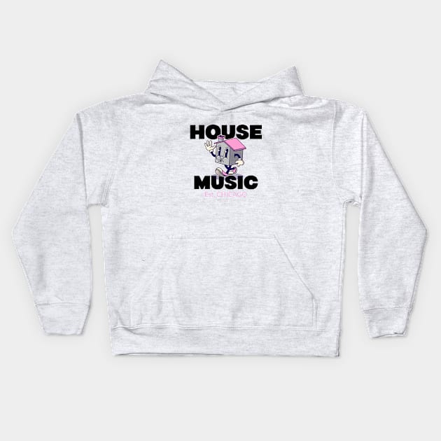 HOUSE MUSIC  - Est. CHICAGO (pink) Kids Hoodie by DISCOTHREADZ 